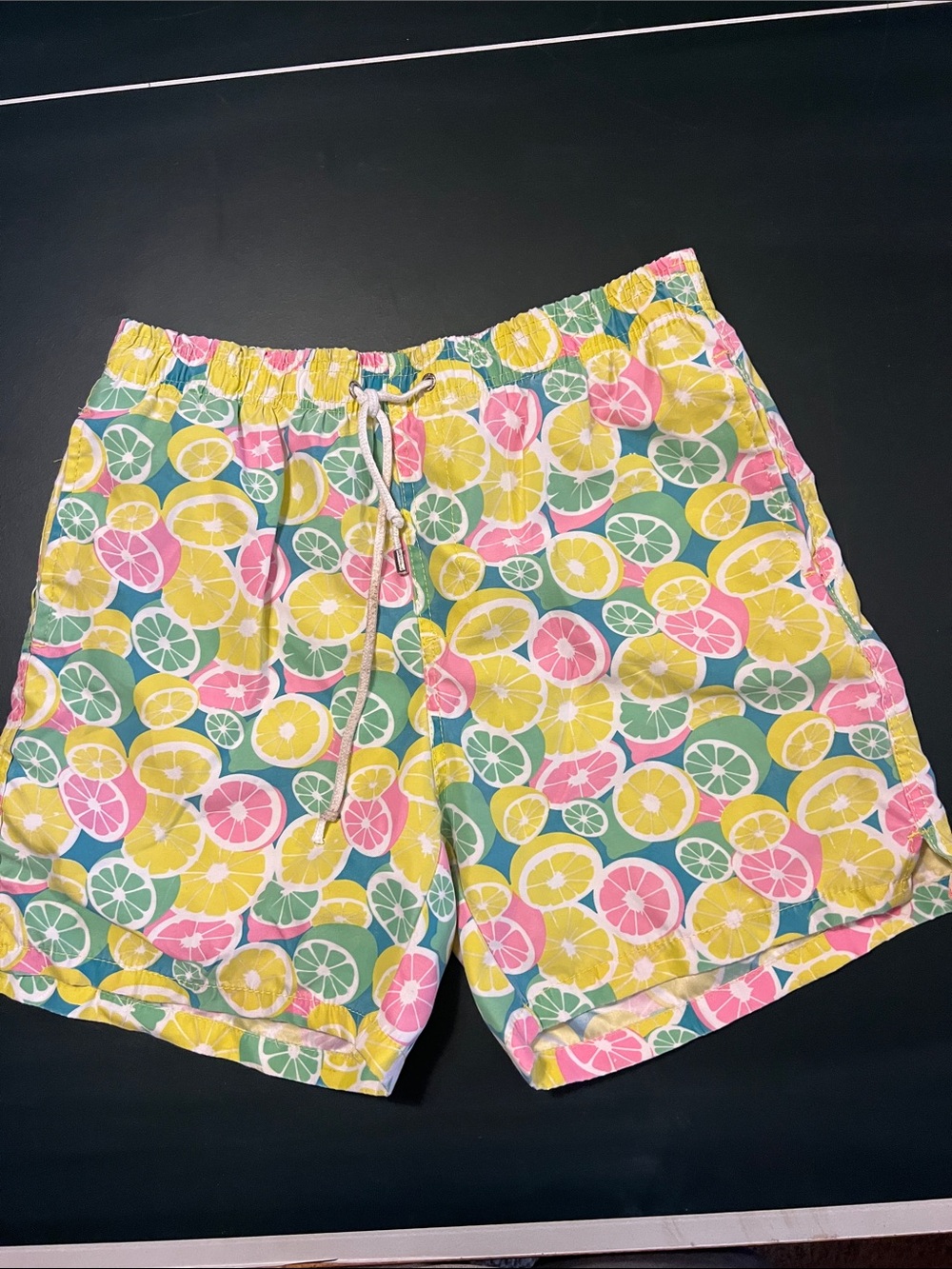 Ingear Men's Citrus Slice Print Shorts in Yellow, Pink & Green